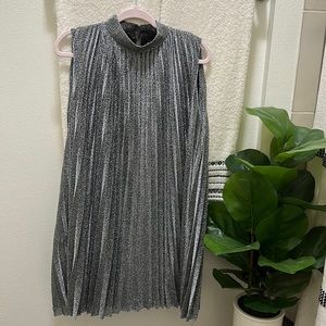 Pleated Silver Sparkle Dress